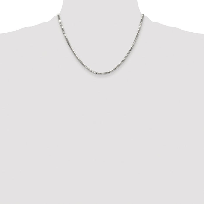 Buy Stylish 2.9mm Polished Domed Curb Chain in Rhodium-Plated Silver-4