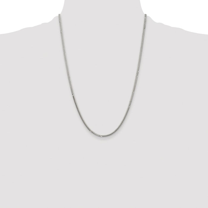 Buy Stylish 2.9mm Polished Domed Curb Chain in Rhodium-Plated Silver-4