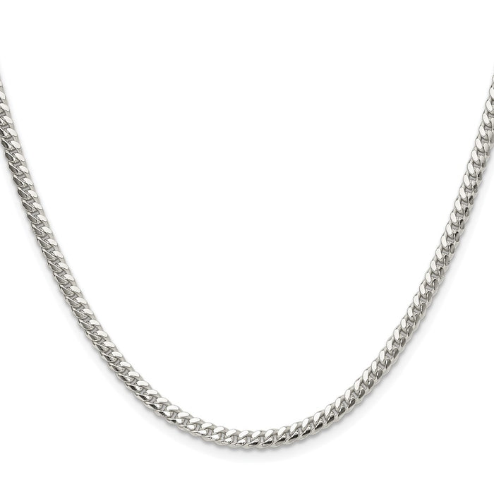 Buy Stylish 3.4mm Rhodium-Plated Sterling Silver Domed Curb Chain-2