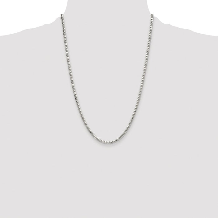Buy Exclusive 3.4mm Polished Domed Curb Chain in Rhodium-Plated Silver - Stylish!-4