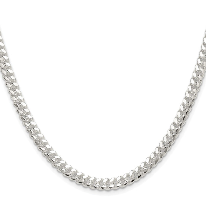 Buy Stylish 5.7mm Polished Domed Curb Chain in Rhodium-Plated Silver-2