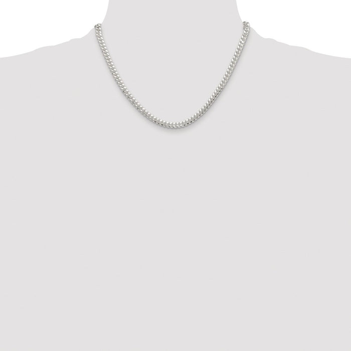 High-Quality 5.7mm Polished Rhodium-Plated Sterling Silver Curb Chain - Stylish Value!-4