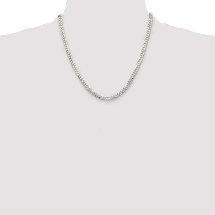 Buy Stylish 5.7mm Polished Domed Curb Chain in Rhodium-Plated Silver-4