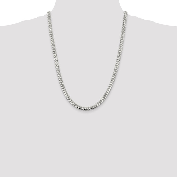 High-Quality 6.4mm Polished Domed Curb Chain in Sterling Silver - Stylish Value!-4