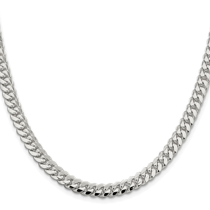 Buy Stylish Rhodium-Plated 6.4mm Sterling Silver Curb Chain - Luxury Look-2