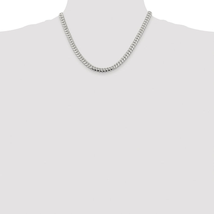 Buy Stylish Rhodium-Plated 6.4mm Sterling Silver Curb Chain - Luxury Look-4