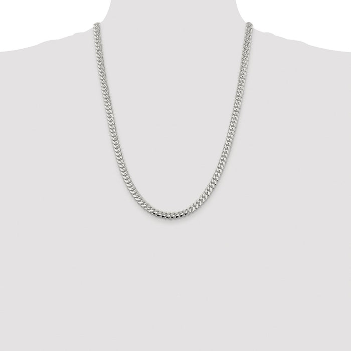 Buy Stylish Rhodium-Plated Sterling Silver 6.4mm Curb Chain - Luxury Design-4