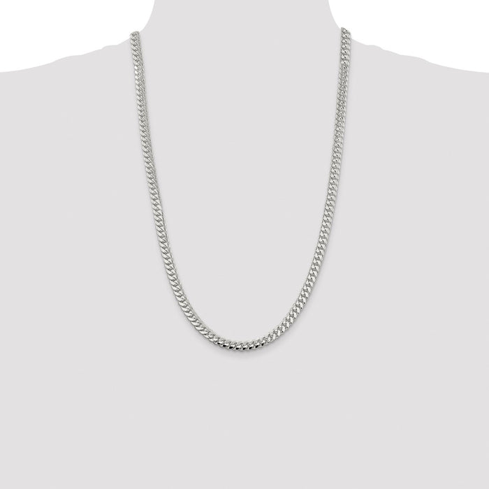 Buy Stylish Rhodium-Plated Sterling Silver 6.4mm Polished Curb Chain-4