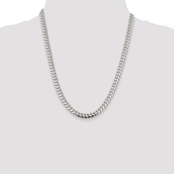 High-Quality 7.0mm Polished Sterling Silver Curb Chain - Stylish Value!-4