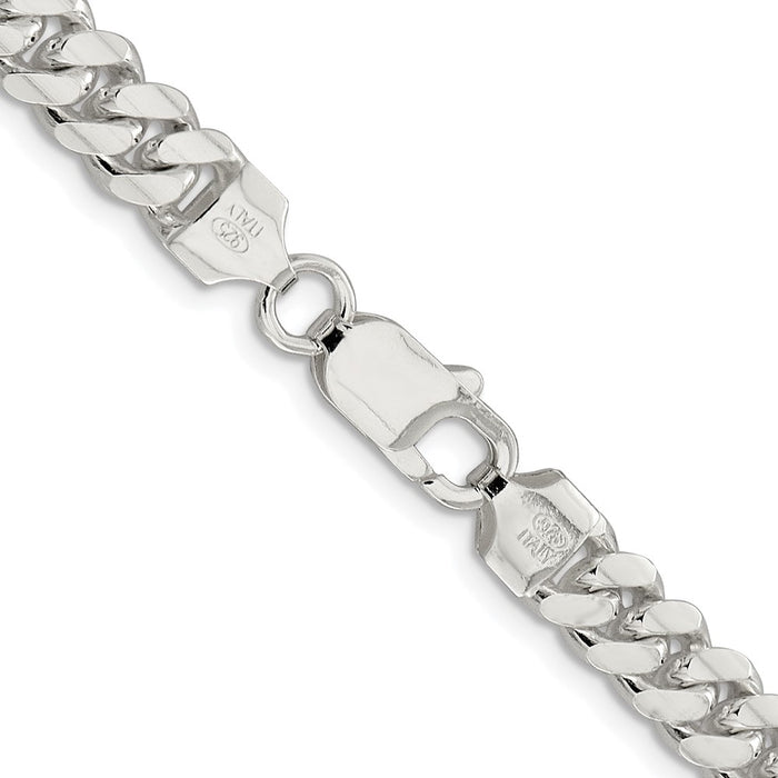 High-Quality Rhodium-Plated Sterling Silver 7.0mm Curb Chain - Stylish Value!-3