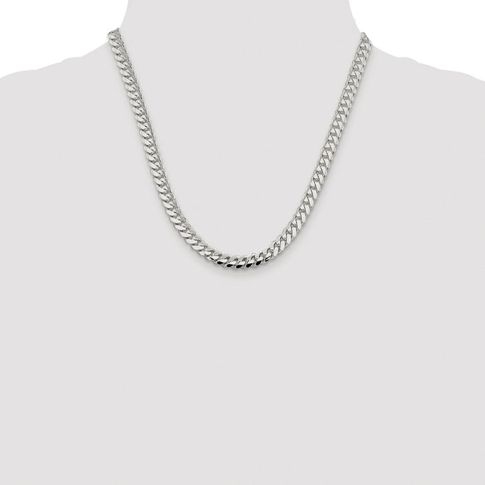 Buy Stylish Rhodium-Plated Sterling Silver 7.0mm Curb Chain - Luxury Look-4