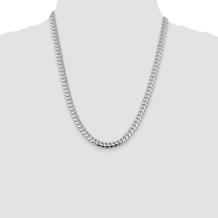 Exclusive 7.0mm Rhodium-Plated Sterling Silver Domed Curb Chain | Stylish Value-4