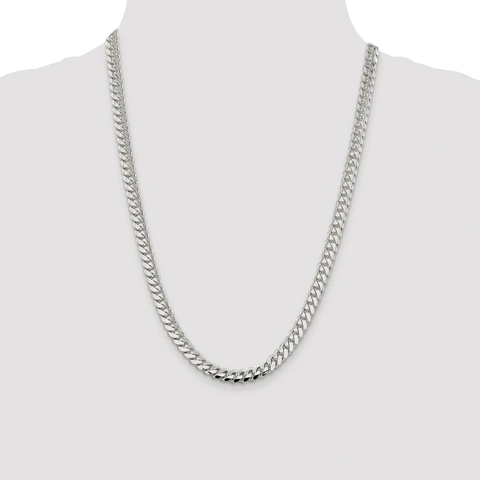 High-Quality Rhodium-Plated Sterling Silver 7.0mm Curb Chain - Stylish Value!-4