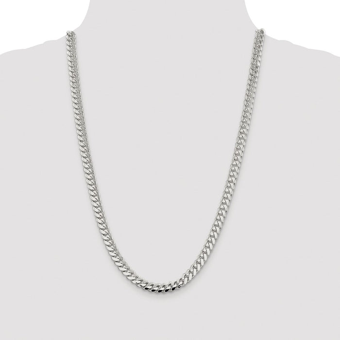 Buy 7.0mm Polished Domed Curb Chain in Sterling Silver - Stylish & Affordable!-4