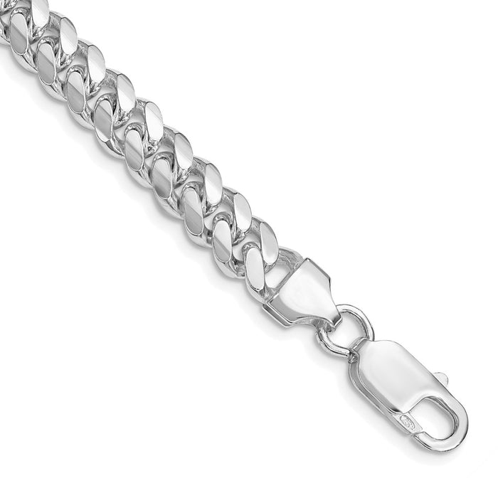 High-Quality 7.0mm Rhodium-Plated Sterling Silver Curb Chain - Stylish Value!-1