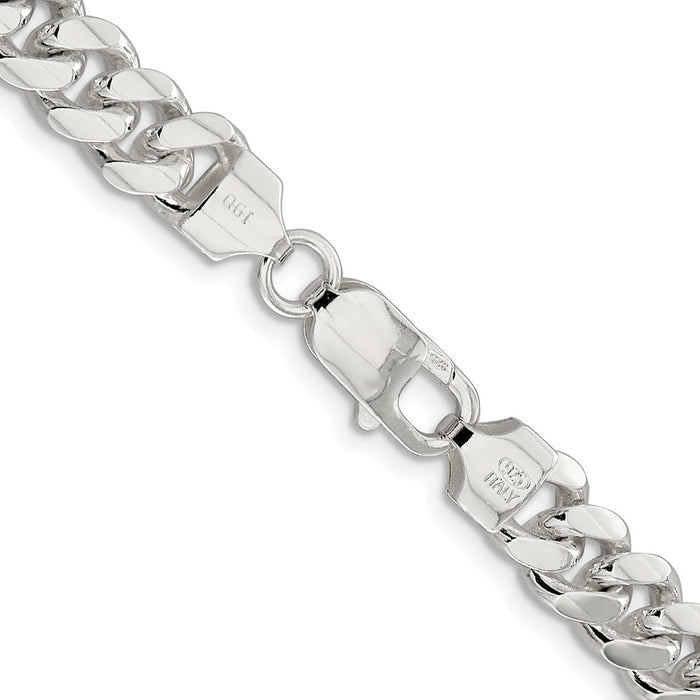 Buy Stylish 7.8mm Rhodium-Plated Sterling Silver Curb Chain - Affordable Luxury-3