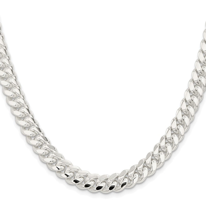 Buy Stylish 9mm Polished Domed Curb Chain - Rhodium-Plated Sterling Silver-2