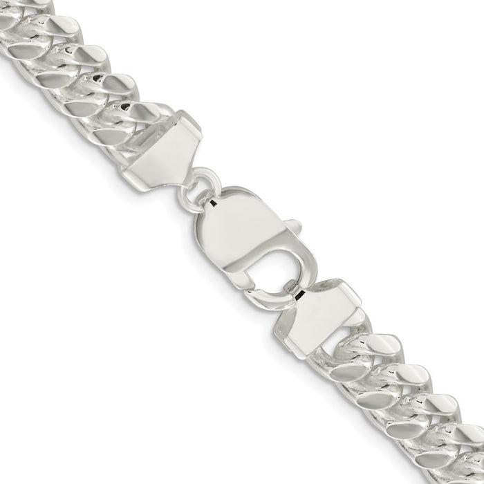 Buy Stylish 9mm Polished Domed Curb Chain - Rhodium-Plated Sterling Silver-3