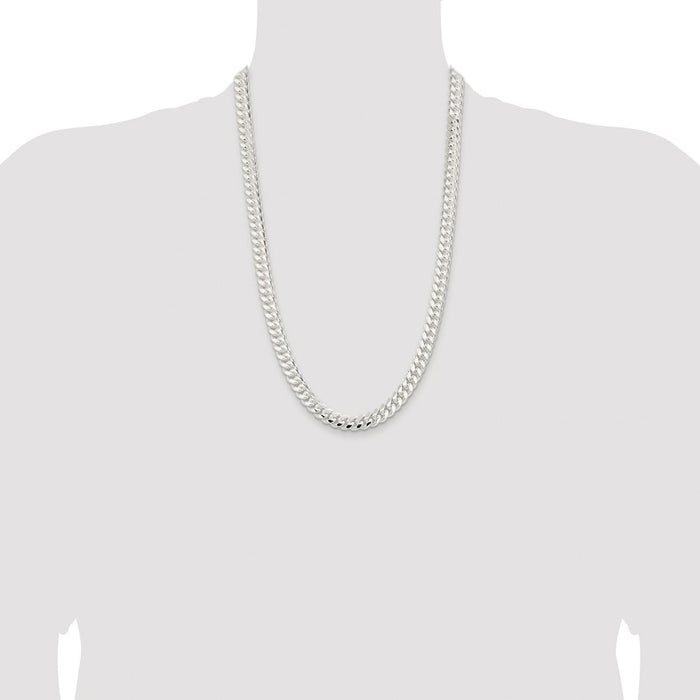 Buy Exclusive 9mm Polished Domed Curb Chain - Rhodium-Plated Sterling Silver, Stylish!-4