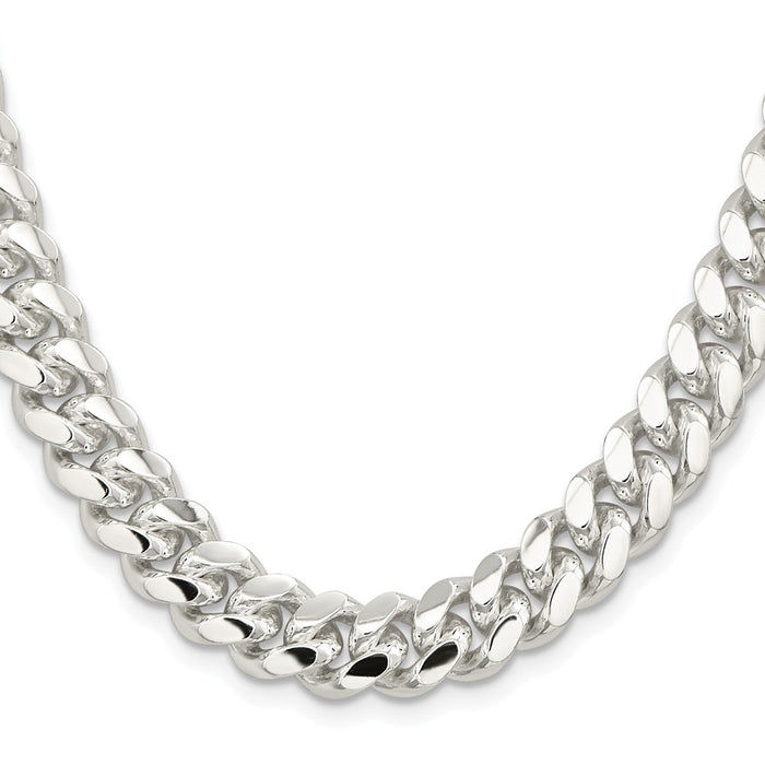 Buy Stylish Polished Domed Curb Chain - 10.7mm Rhodium-Plated Silver-2