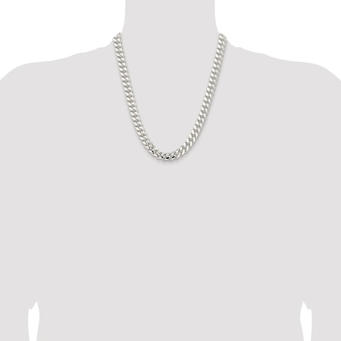 Buy Stylish Polished Domed Curb Chain - 10.7mm Rhodium-Plated Silver-4