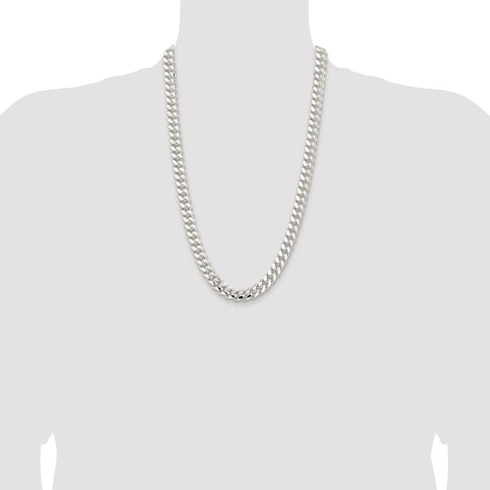 Buy Stylish 10.7mm Polished Domed Curb Chain in Rhodium-Plated Silver-4