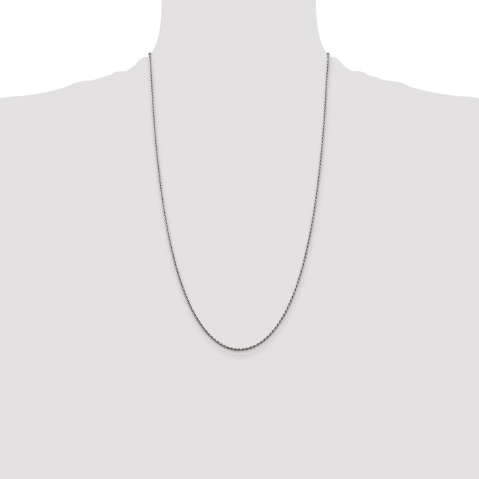 Buy Stylish Rhodium-Plated 1.5mm Diamond-Cut Rope Chain in Sterling Silver-4