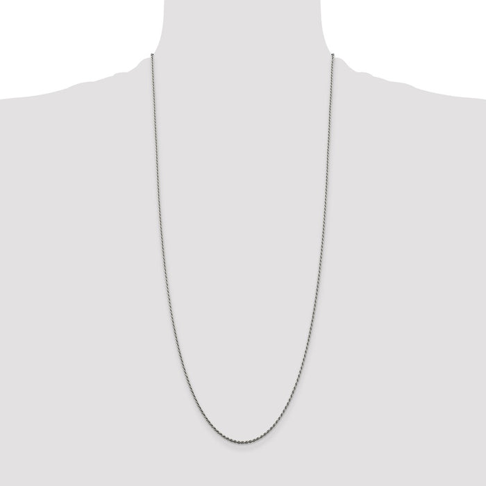 Buy Stylish Rhodium-Plated 1.5mm Diamond-Cut Rope Chain in Sterling Silver-4