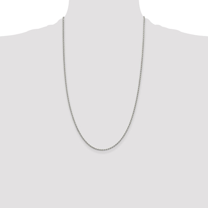 Buy Stylish 1.7mm Diamond-Cut Rope Chain in Sterling Silver - Affordable Luxury-4