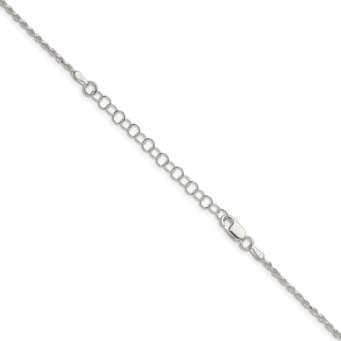 Buy Stylish 1.7mm Diamond-Cut Sterling Silver Rope Chain with 2-Inch Extension-3