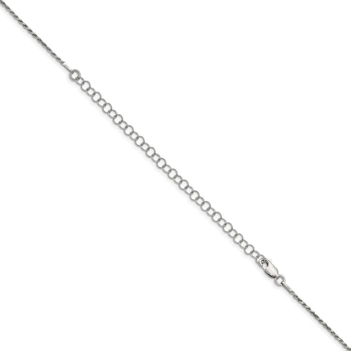 Buy Stylish 1.7mm Diamond-Cut Rope Chain in Sterling Silver, 4-Inch Extension-3