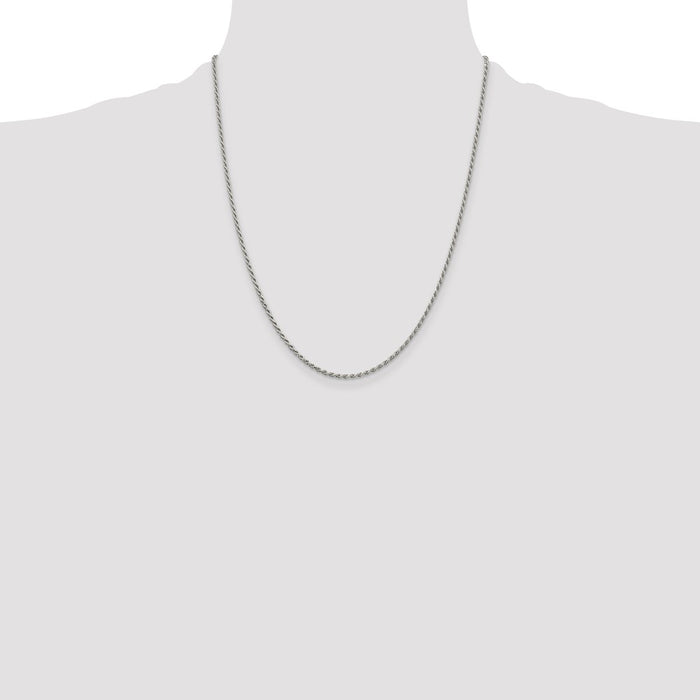 Exclusive Rhodium-Plated 1.7mm Diamond-Cut Rope Chain | Stylish 4-Inch Extension-4