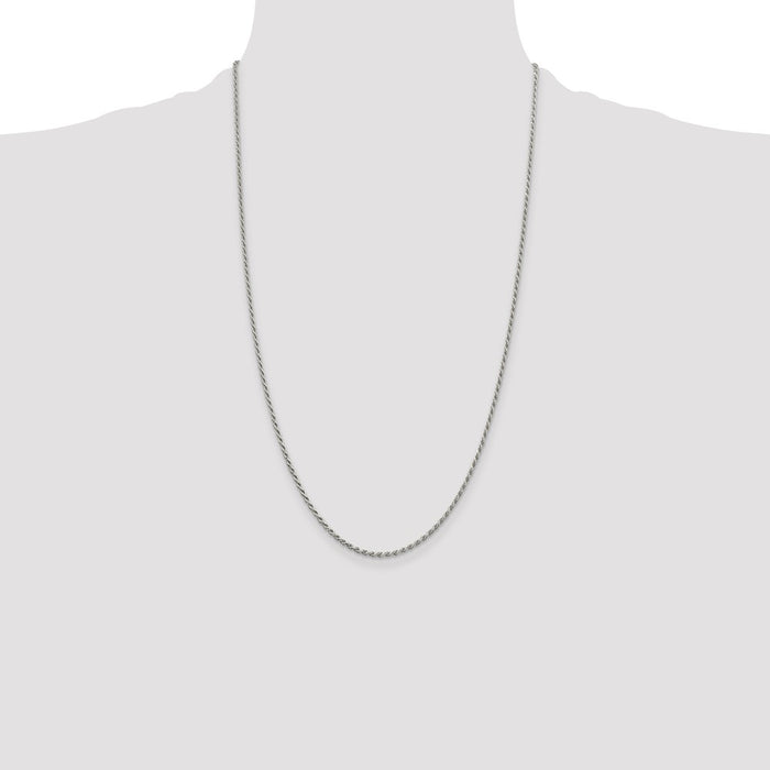 Exclusive Rhodium-Plated Sterling Silver 1.7mm Diamond-Cut Rope Chain - Stylish Value!-4