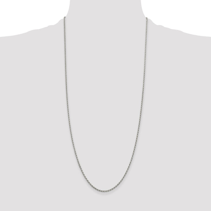 Buy Stylish Rhodium-Plated Sterling Silver 1.7mm Diamond-Cut Rope Chain-4