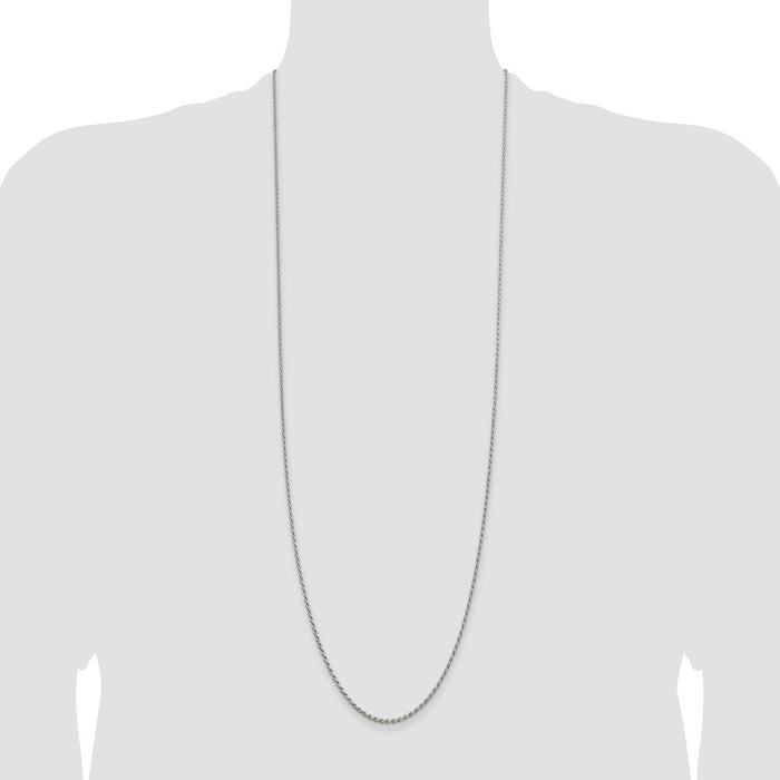 Buy Stylish Rhodium-Plated 1.7mm Diamond-Cut Rope Chain in Sterling Silver-4