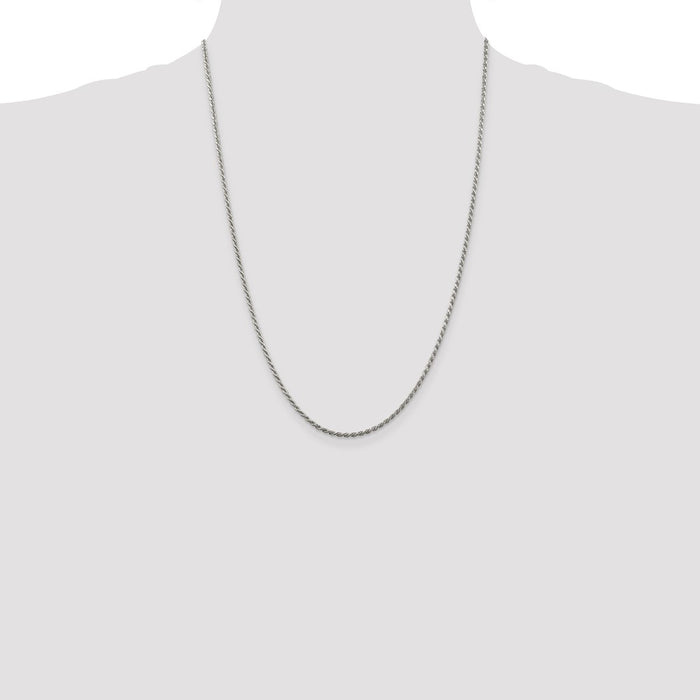High-Quality 1.85mm Diamond-Cut Rope Chain in Sterling Silver - Stylish Value!-4