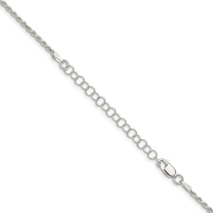 Buy Stylish Sterling Silver 1.85mm Diamond-Cut Rope Chain, 2-Inch Extender-3