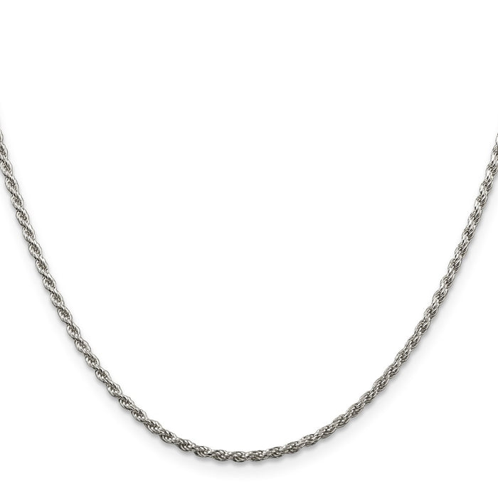 Exclusive Rhodium-Plated Sterling Silver 1.85mm Diamond-Cut Rope Chain - Stylish Value!-2
