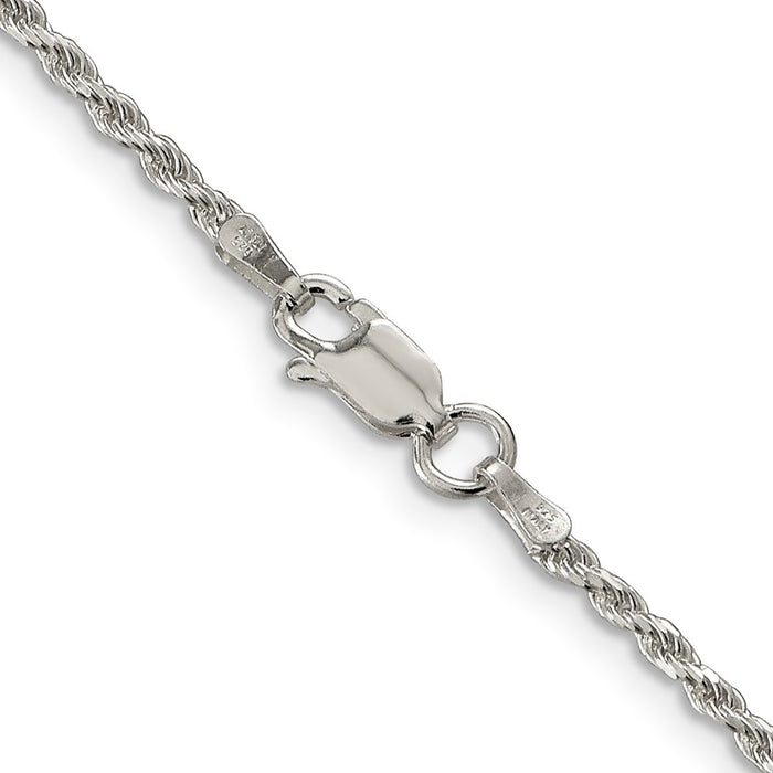 Buy High-Quality Rhodium-Plated Sterling Silver 1.85mm Diamond-Cut Rope Chain-3