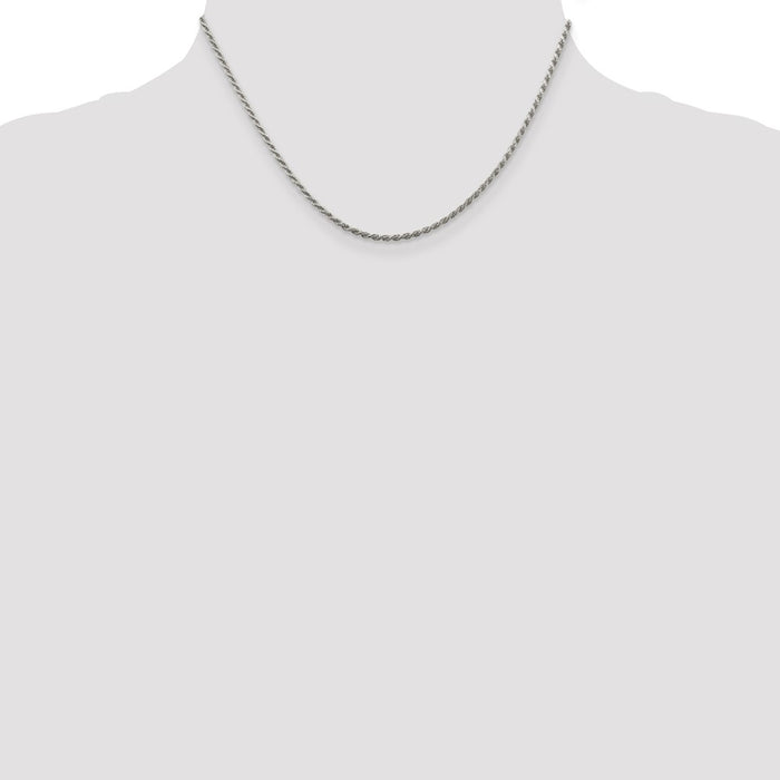 High-Quality Rhodium-Plated Sterling Silver 1.85mm Rope Chain - Stylish Value!-4