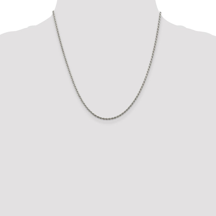 Exclusive Rhodium-Plated Sterling Silver 1.85mm Diamond-Cut Rope Chain-4