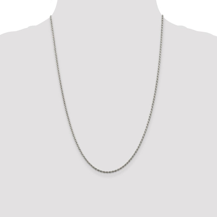 Exclusive Rhodium-Plated Sterling Silver 1.85mm Diamond-Cut Rope Chain-4