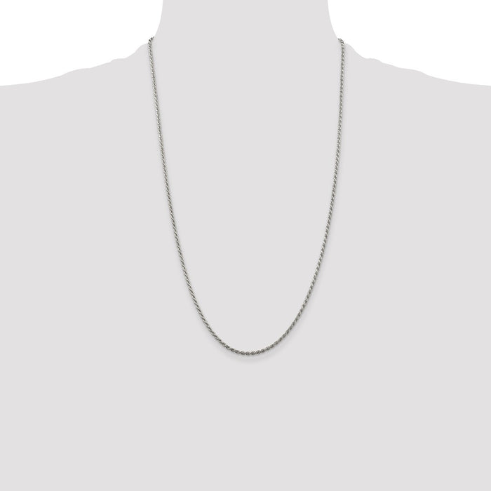 Buy High-Quality Rhodium-Plated Sterling Silver 1.85mm Diamond-Cut Rope Chain-4