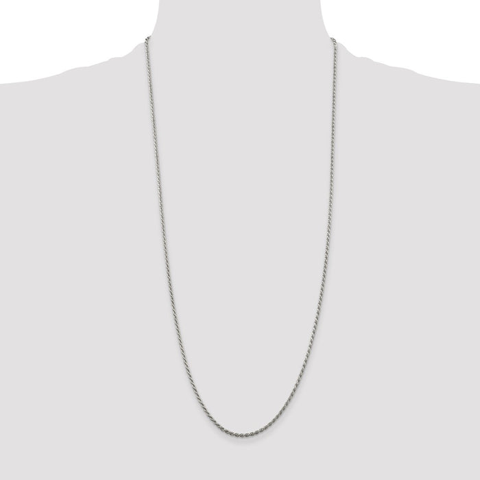 Buy Stylish Rhodium-Plated Sterling Silver 1.85mm Diamond-Cut Rope Chain-4