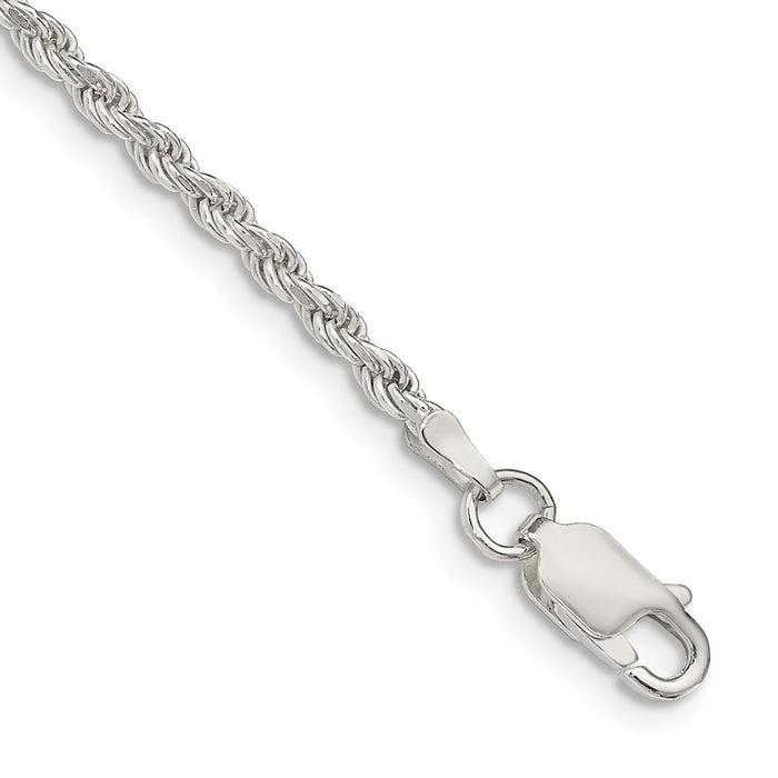 Buy Stylish 2.25mm Diamond-Cut Rope Chain Anklet in Sterling Silver - Luxury Value-1