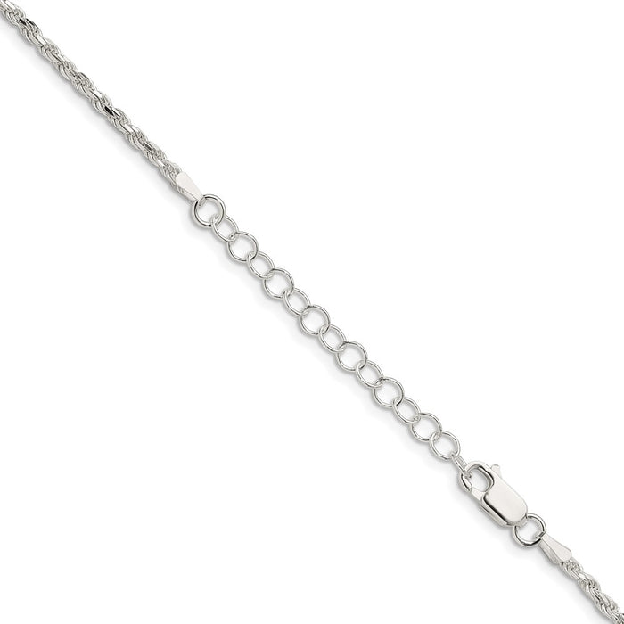 Buy Stylish 2.25mm Sterling Silver Diamond-Cut Rope Chain with Extension-3