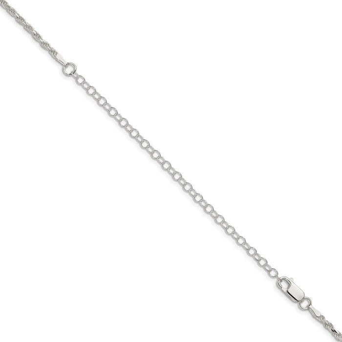 Order Stylish 2.25mm Diamond-Cut Sterling Silver Rope Chain - 4" Extension-3