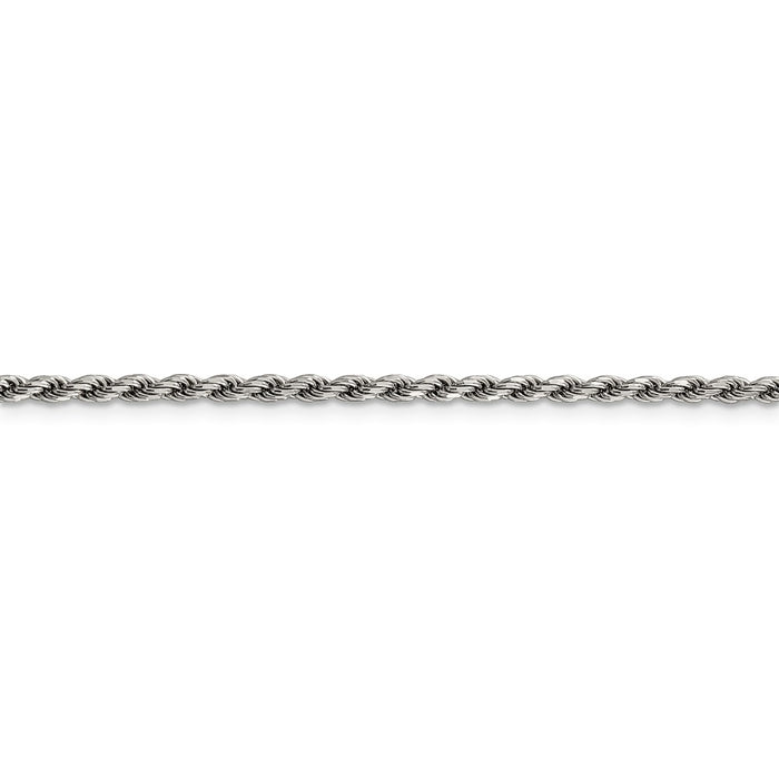 High-Quality Rhodium-Plated 2.25mm Sterling Silver Diamond-Cut Rope Chain-3