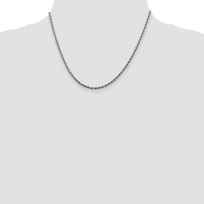 Buy Exclusive 2.25mm Diamond-Cut Rope Chain - Rhodium-Plated Sterling Silver Value-4