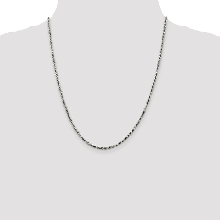 Buy Stylish 2.25mm Rhodium-Plated Diamond-Cut Rope Chain in Sterling Silver-4